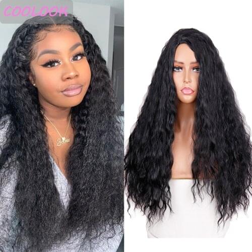 Loose Wave Wigs for Black Women 24 Inch Long Natural Wavy Cosplay Wig Synthetic Heat Resistant False Hair Water Wave Lolita Wigs