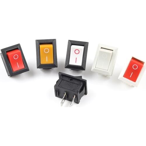 5pcs Push Button Switch ON-OFF 2 Position Power Switch KCD1 2Pin 6A/250VAC 10A/125VAC 21X15mm Red Blue Green Yellow Black White