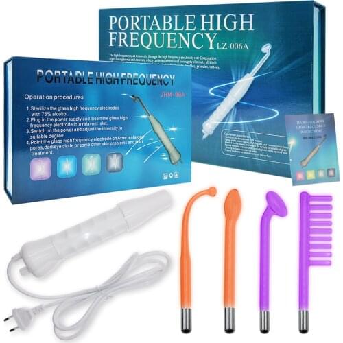 Portable High Frequency Electrotherapy Wand Skin Care Facial Machine Massage Glass Tag Spot Acne Remover SPA Beauty Device Tools