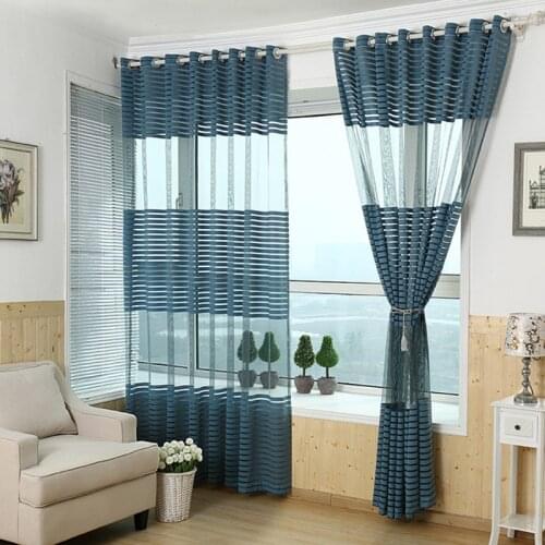 Modern Stripes Gauze Curtains Tulle for the Living Room Luxury Transparent Curtain Window Bedroom Curtains