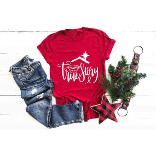 True story Girl Gift Christmas T-Shirtgoth Camisetas Red Clothing Harajuku Letter Tops Slogan Grap hic Aesthetic Holiday Tee