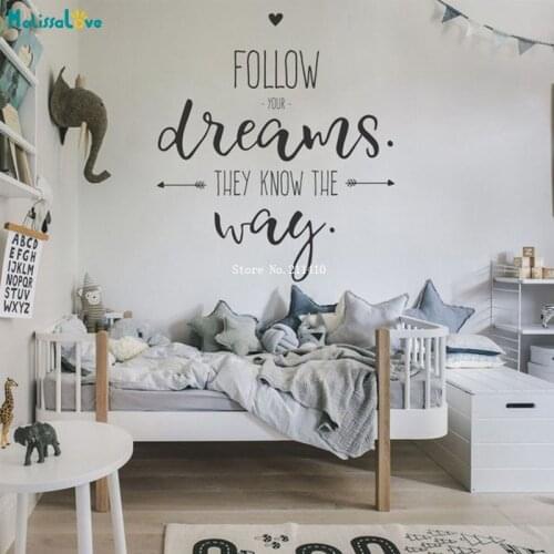 Follow Your Dreams Thy Know The Way Wall Decals Quotes Kids Quotes Kids Room Decor Self-adhesive Vinyl Murals YT4481
