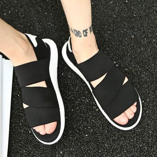 New Men Sandals Summer Fashion Casual Elastic Cloth Slippers Lightweight Beach Roman Flat Sandalias Sneaker Water Shoes Big Size