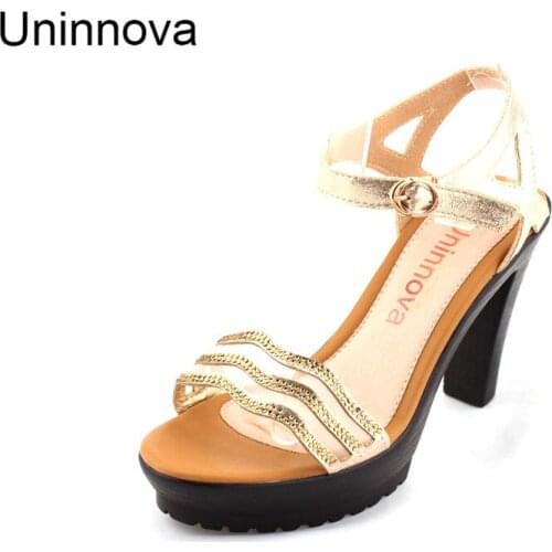 Uninnova Womens Fashion Gitter Super High Heel Sandals Peep Toe Platform Sandals Crystal Net Summer Shoes WSA022
