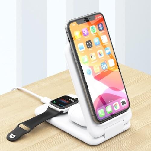 Leebote Fold Wireless Charger Stand Holder Qi Fast Charging Holder 10W for Samsung iWatch 2-6 Airpods Suporte iphone Folddable
