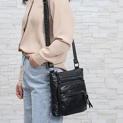 Vintage Shoulder Bag PU Leather Women Multi Layer Fashion Crossbody Bag Casual Female Cell Phone Coin Flap