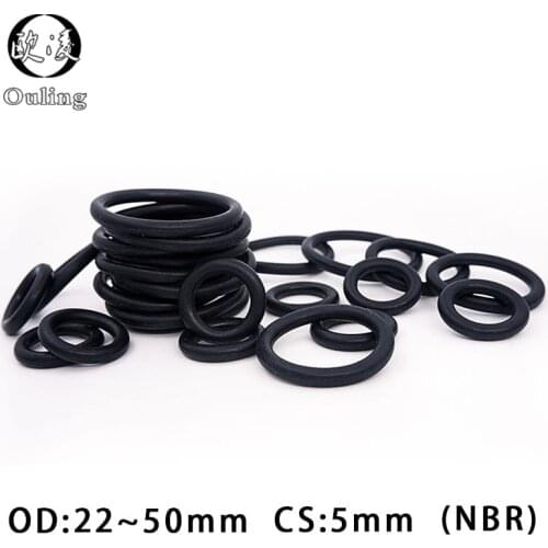 20PC/lot Rubber Ring NBR Sealing O-Ring 5mm OD22/25/28/30/32/34/35/36/38/40/42/45/48/50mm Nitrile O Ring Seal Oring Gasket Ring