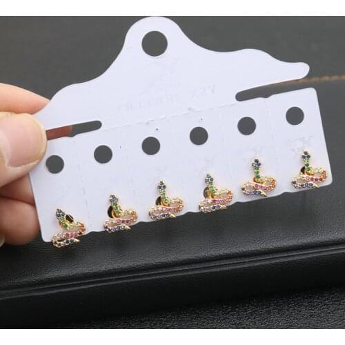 3pair/set Copper Micro Zircon Gold Snake Earrings For Women Crystal Stud Earrings Fashion Boho Earrings Jewelry Mujer Brinco