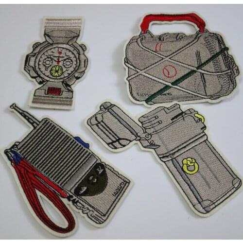 4pcs/lot grey punk embroidery patches for clothing 3D embroidered DIY iron on patch appliques for hat bags jeans jackets