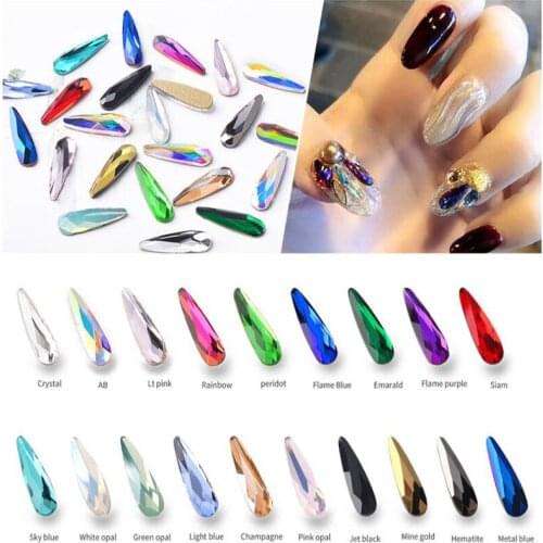 50Pcs/Bag Melon-Seeds Shapes Crystal Rhinestones 25Colors AB Melon Glass Stones Nail Art Decorations FlateBack Manicure Rhinesto