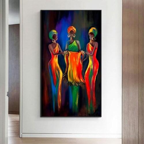 Abstract African Women Oil Paintings On Canvas Wall Art Posters and Prints Modern Figure Portrait Picture For Living Room Decor