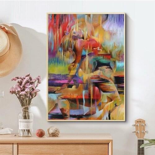 Abstract Graffiti Lovers Cuddling Together Canvas Paintings Art Wall Posters and Prints on Wall Art Pictures for Living Room