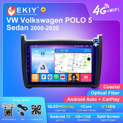 EKIY Android 9.0 Car Multimedia Auto Radio For Volkswagen VW Polo 2014 2015 No 2Din Stereo GPS Navigation Head Unit Bluetooth