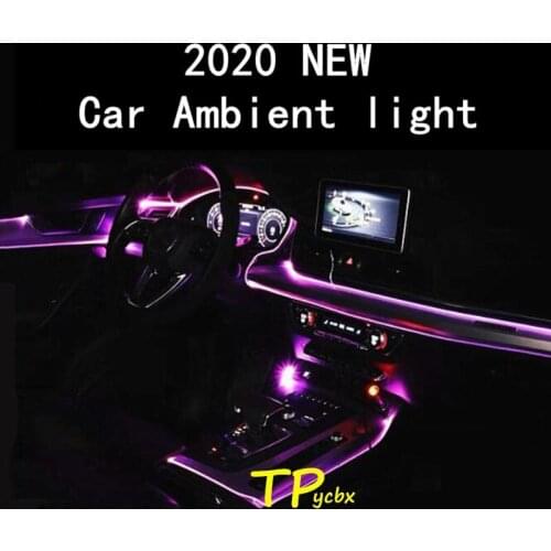 Car Ambient Lights EL Neon Wire Strip Light RGB Multiple Modes App Sound Control Auto Interior Decorative Ambient Neon Lamp