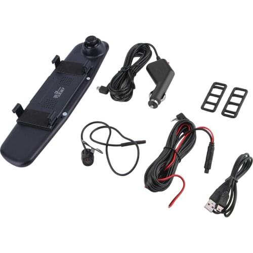 Car DVR 4.3" 1080P Rear View Mirror Front Dual Camera Recorder G-sensor