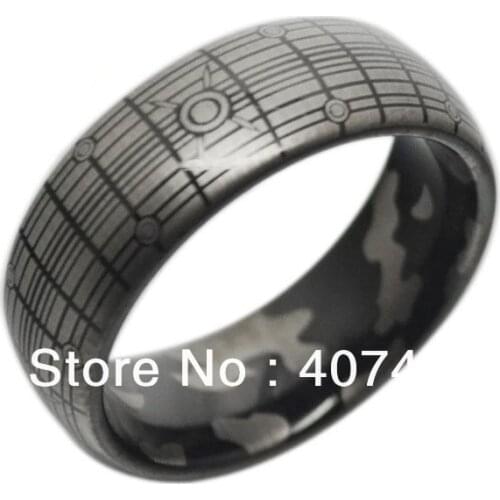 Free Shipping USA Hot Selling E&C JEWELRY Unique 8MM New Black Tungsten Ring Surface and Inside Engraved Mens Ring Size 6 to 13