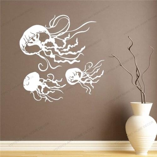 Sea Ocean Animal Jellyfish Art Wall Sticker Home Decoration Accessories For Living Room Wall Decoration Murals Decor CX488
