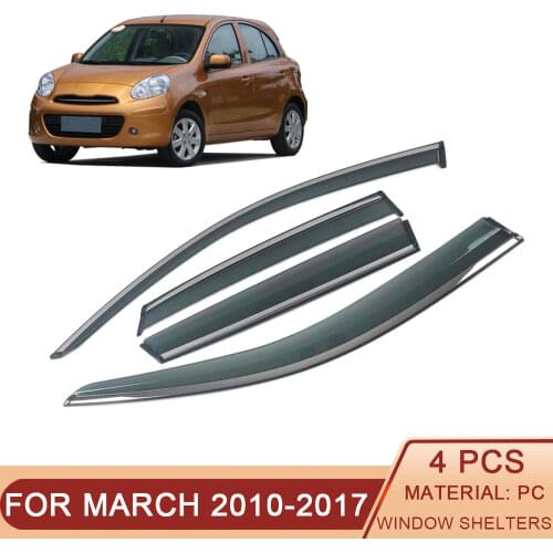 For NISSAN MARCH Micra K13 2010-2017 Car Window Sun Rain Shade Visors Shield Shelter Protector Cover Trim Frame Sticker