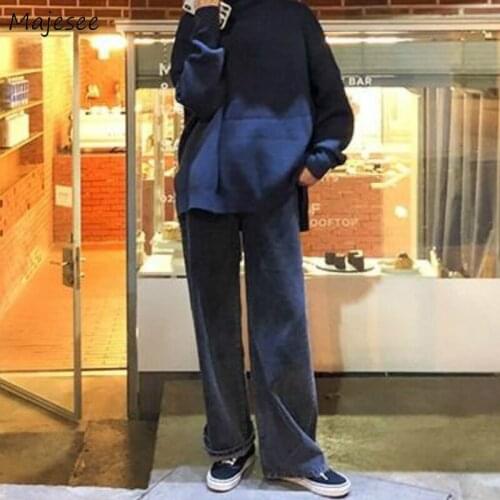 Jeans Women Spring New Washed Denim High Waist Loose Simple Casual Students Korean Style Streetwear Chic Full Length Trousers