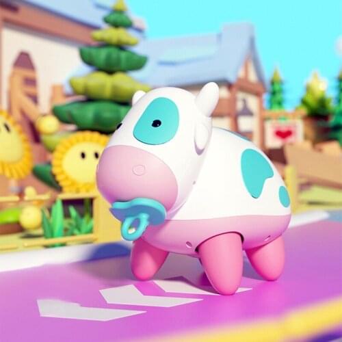 Electric Cow Toy Robot Electronic Singing Speaking Voice Control Touch Sensing Projection Light Plastic Animal Puzzle Early Educ