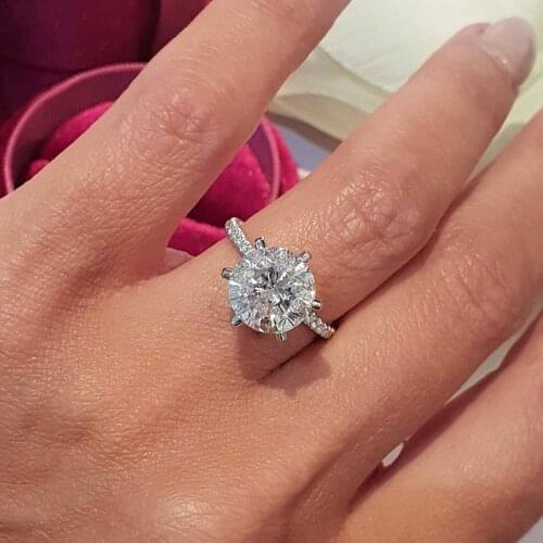 3.0carat 9.5mm DEF Color Round Brilliant Cut Moissanite Engagement Ring 6-Prong Setting Fine Jewely Wedding For Women Gift