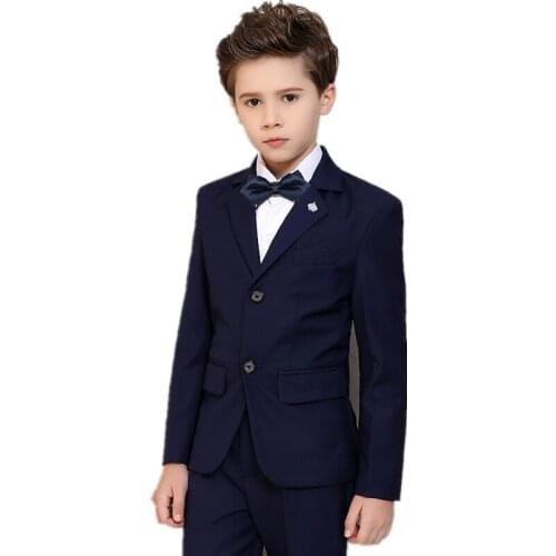 Children Formal Dress Suit Sets Flowwer Boys Blazer+ Pants 2-PCS Set Outfits Kids Wedding Party Piano Performance Host Costume