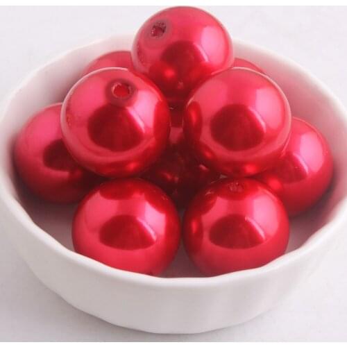 Kwoi vita A60 Red Chunky Hot Sale 20mm Acrylic 100pcs a lot , Loose Imitation Plastic Pearl for Chunky Beads Jewelry