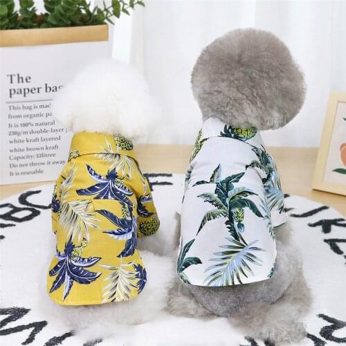 Miflame Summer Dog Shirt Beach Pet Clothes For Puppy T-Shirt Hawaii Small Dog Costume Pomeranian Clothes Gentleman Pet T-shirts