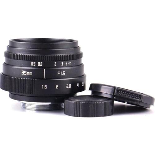 Black C mount Mini 35mm F1.6 CCTV Lens For Sony E mount Camera A6000 NEX-5 NEX-7
