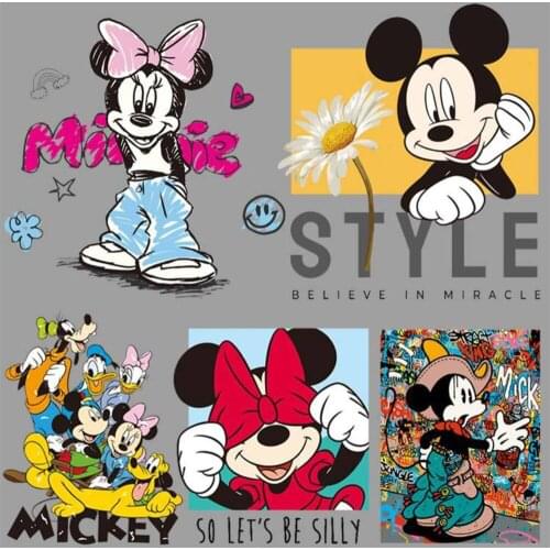 Mickey Minnie Mouse Patches for Clothing Heat Transfer Sticker for T-Shirt Iron on Patch for Embroidery Patch Clothing Custom