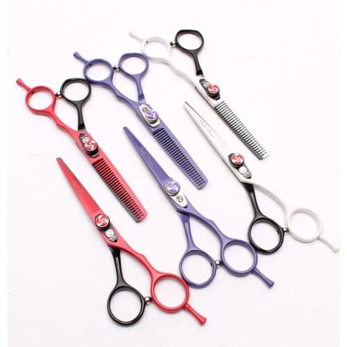 6.0" 17.5cm Purple Dragon Stainless Barber Shop Cutting Scissors Thinning Shears Polishing Hair Professional Hair Scissors Z1018