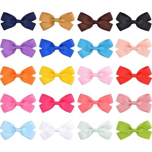 20 pcs/lot 3.2 Inch Solid Hair Bows With Clip Ribbon Hairpins For Girls Children Boutique Barrettes Headwear Hair Accessories