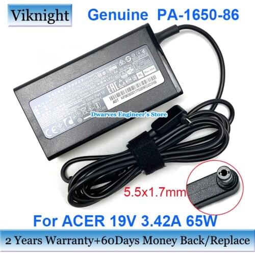 Genuine 65W PA-1650-86 19V 3.42A AC Adapter Charger For Acer ASPIRE S3 E15 Series PA-1650-69 PA-1650-80 PA-1650-22 PA-1650-02