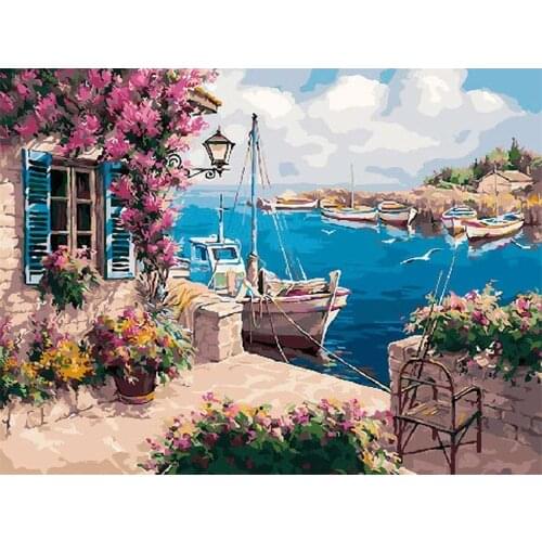 Landscape DIY 11CT Cross Stitch Embroidery Kits Needlework Craft Set Cotton Thread Printed Canvas Home Decoration Design