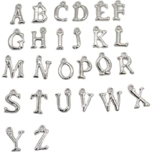 10pcs Silver 5mm 26 Letters Zinc Alloy Charms Pendant Jewelry For Earrings Handmaking DIY Necklace