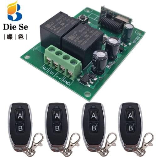 Remote Control 433Mhz DC 12V 2CH rf Relay Receiver and Transmitter for Garage Remote Control and Change Motor Positive negative