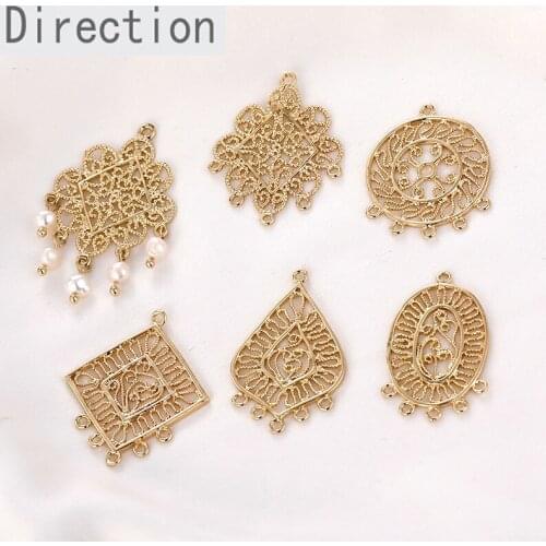 Retro Ethnic Pattern Hollow Multi-hanging Square Round Diy Earrings Necklace Step Shaking Hairpin Accessories Materials