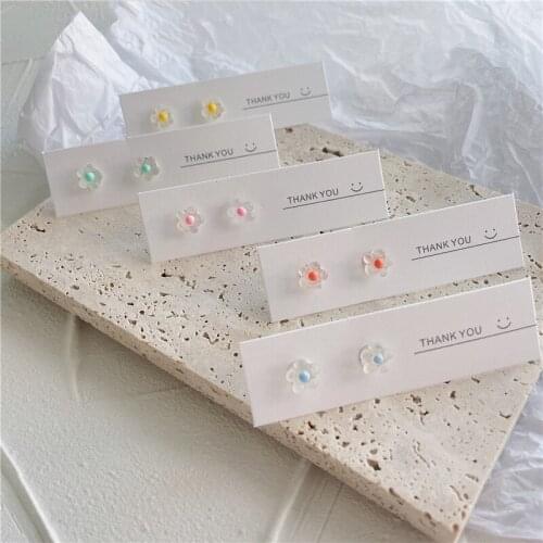INS Summer Pastoral Stud Colorful Transparent Flowers Series Cute Sweet Simple and Compact Exquisite Earrings Gift for Friends