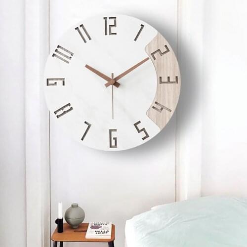 Nordic wall clock mute home modern clock round living room bedroom simple wall watch personality battery fashion clock 30X30 CM