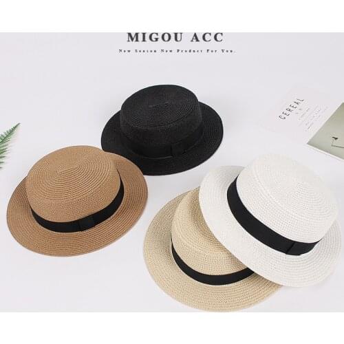 Summer Women Men Wide Brim Straw Hat Fashion Chapeau Paille Lady Sun Hats Panama Beach Hats Flat top Chapeu Feminino Caps