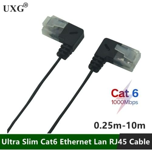 Ultra Slim Cat6 Ethernet Cable RJ45 Right Left Angle UTP Network Cable Patch Cord 90 Degree Cat6a Lan Short Cable 1m 2m 3m 5M