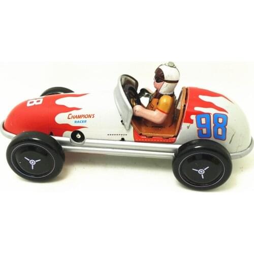 [Funny] Adult Collection Retro Wind up toy Metal Tin The racing car Mechanical toy Clockwork toy figures model kids gift