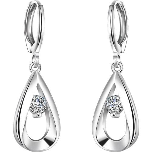 Korean 925 Sterling Silver Romantic Water-drop Crystal Vintage Long Dangle Earrings For Women 2020 Engagement Wedding Jewelry