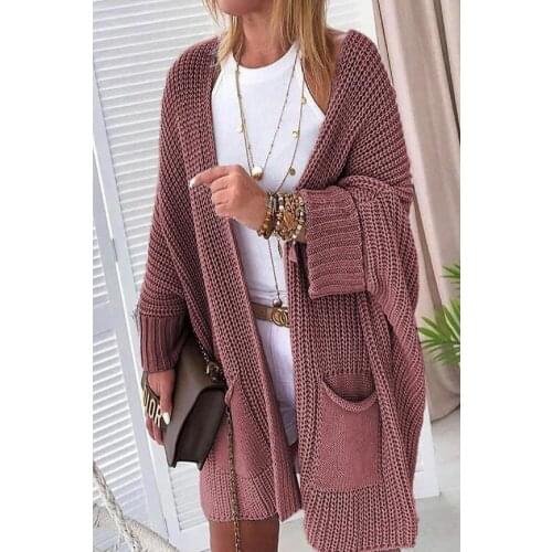 Womens Multicolor Oversize mould temporary shed with pockets sweater cardigan (82 cm)