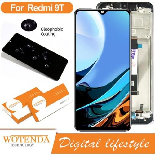 100% Original 6.22" IPS Display with frame for XiaoMi Redmi 9T LCD Touch Screen Digitizer Assembly Repair Parts