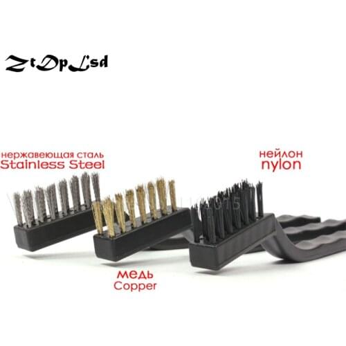 ZtDpLsd 3Pcs Mini Wire Brush Stainless Steel Brass Nylon Brush Cleaning Polishing Detail Metal Rust Clean Tools Home Kitchen