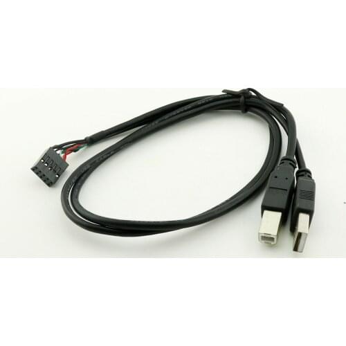 10pcs USB 2.0 B Male + A Plug To 10 Pin 0.1" USB Header Motherboard Female Cable 50cm