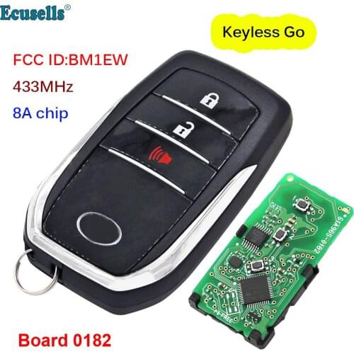 2+1/3 Buttons Smart Keyless Go Remote Key Fob 433MHZ 8A Chip for Toyota Hilux FCC ID:BM1EW Board 0182