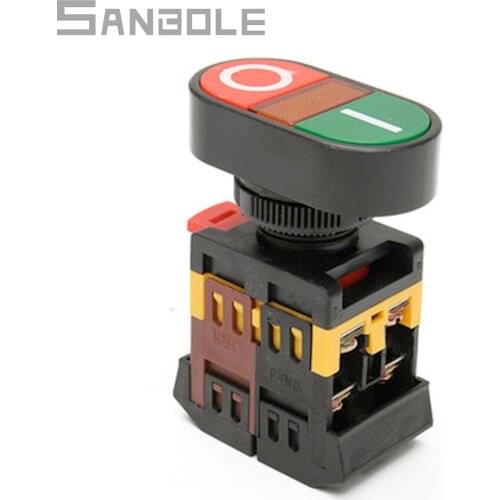 2pcs 22mm 220V Red Green Power On/off Start Stop Household Push Button Light Indicator Switch Momentary (Springs Back) APBB-22N