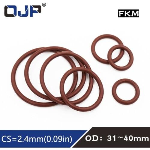 3PCS/lot Fluorine rubber Ring Brown FKM O ring Seal CS:2.4mm OD31/32/33/34/35/36/37/38/39/40mm Rubber ORing Seal Oil Ring Gasket